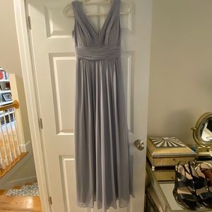 Dessy collection bridesmaid dress. Color: platinum
